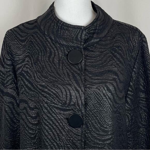 JM Collection Black Metallic Animal Print Party Maximalist Jacket NWOT Size L - Picture 3 of 12